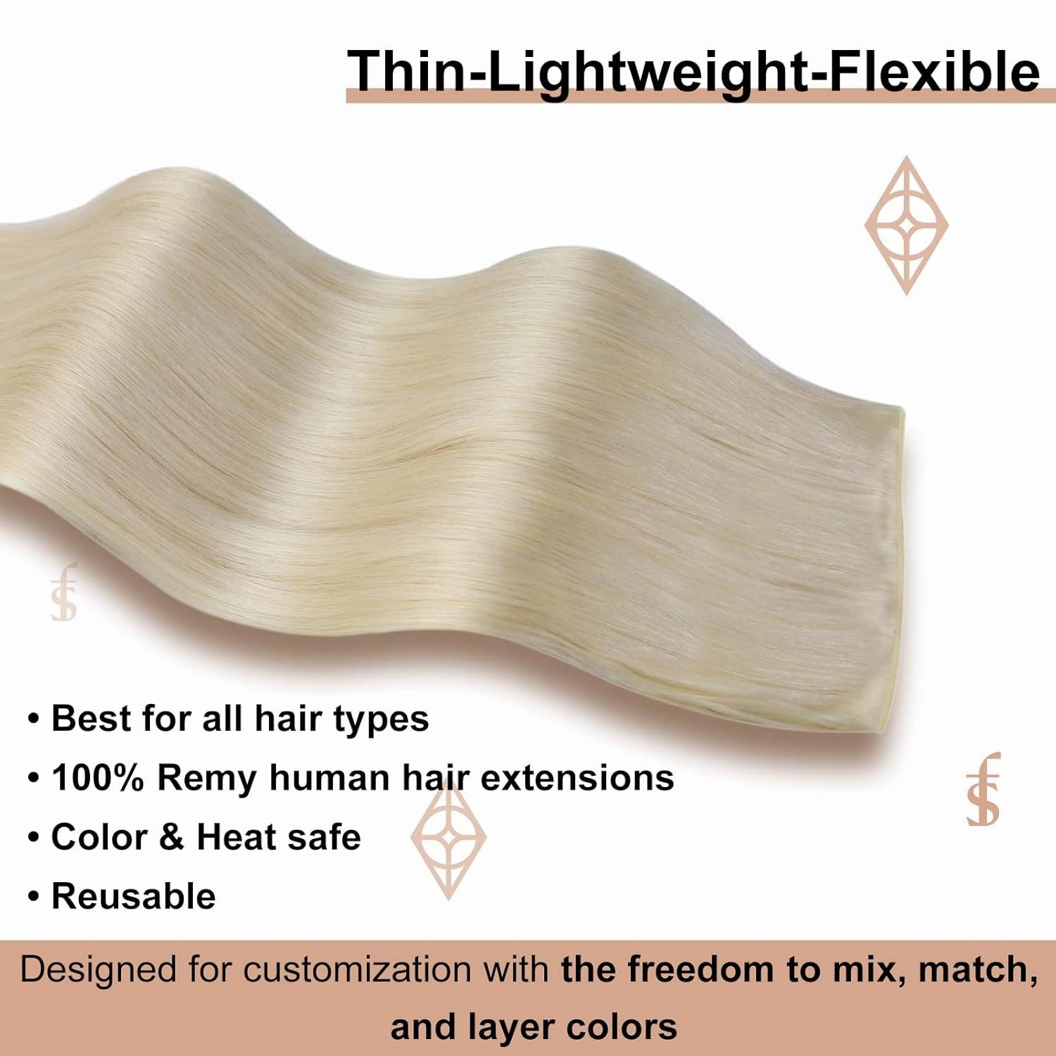Full Shine Hand Tied Hair Extensions Human Hair Blonde Hair Weft Premium Remy Real Human Hair 60g Sew in Human Hair Extension Real Human Hair for Women #60 22 Inch
