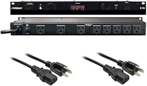 Furman M-8Dx Merit X Series 8 Outlet Power Conditioner & Surge Protector with LED Voltmeter & Dual Lights Plus Hosa 18 Gauge Electrical Extension Cable