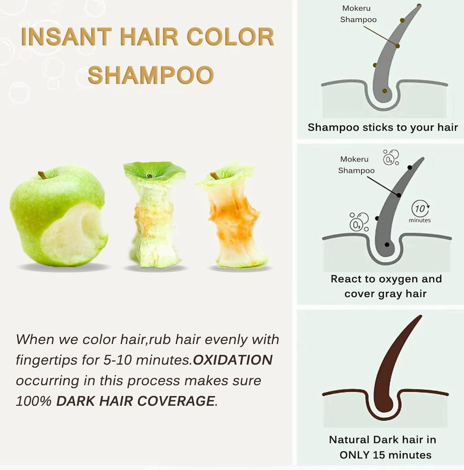 Fvquhvo Dark Brown Hair Color Shampoo for Gray Hair - Instant Hair Dye Shampoo 3 in 1 for Men & Women - Herbal Ingredients Safe to Use - 16.90 Fl Oz
