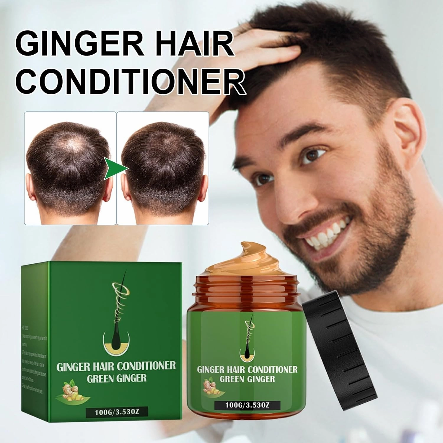Ginger Hair Growth Conditioner Hair Regrowth Cream Moisturizing Scalp Massage Hair Follicle Hair Care