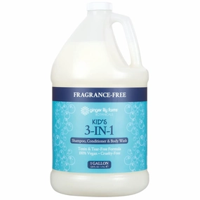 Ginger Lily Farms Botanicals Kid's 3-in-1 Shampoo, Conditioner & Body Wash, Tear-Free Formula, 100% Vegan & Cruelty-Free, Fragrance-Free, 1 Gallon (128 fl oz) Refill