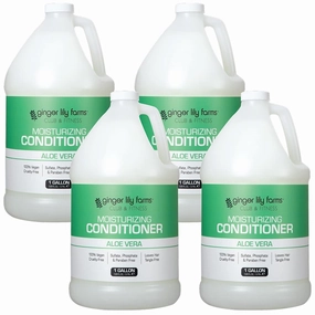 Ginger Lily Farms Club & Fitness Moisturizing Conditioner for Dry Hair, 100% Vegan & Cruelty-Free, Aloe Vera Scent, 1 Gallon Refill (Pack of 4)