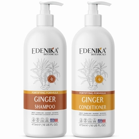 Ginger Shampoo and Conditioner Set, Fortifying Formula with Certified and Organic Ingredients Naturally Nourish, Smooth and Detangle Hair 16oz Each