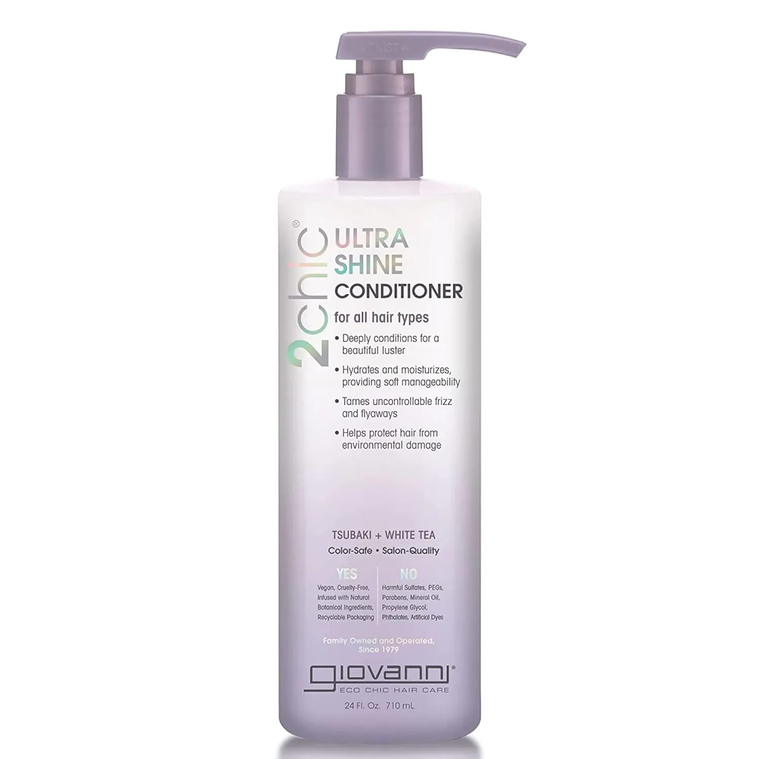 Giovanni 2chic Ultra-Shine Conditioner, 24 oz. – All Hair Types, Dual Taming Complex of Tsubaki Seed Oil & White Tea, Long Lasting Vibrance, Tames Frizz & Flyaways