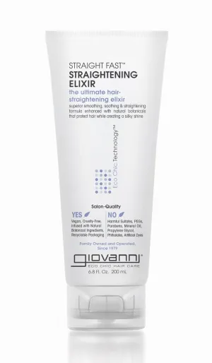 GIOVANNI ECO CHIC Straight Fast Straightening Elixir - Helps Smooth Curls & Straighten Hair, Temporarily Straightens Hair, Heat Protectant, Paraben-Free - Straight Fast Elixir, 6.8 Fl Oz (2 Pack)