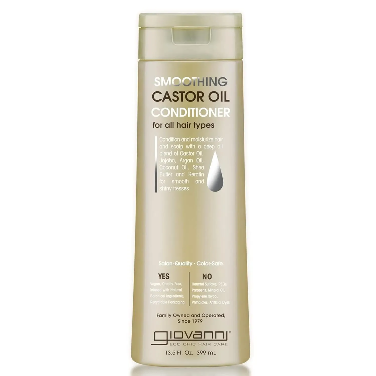 Giovanni Smoothing Castor Oil Conditioner - All Hair Types, Moisturize Hair & Scalp, Hydrate & Tame Frizz, Jojoba, Argan Oil, Coconut Oil, Shea Butter, Keratin - 13.5 oz