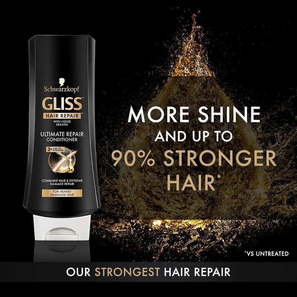 GLISS Hair Repair Ultimate Repair Set with Shampoo and Conditioner for Damaged Hair, Set of 2