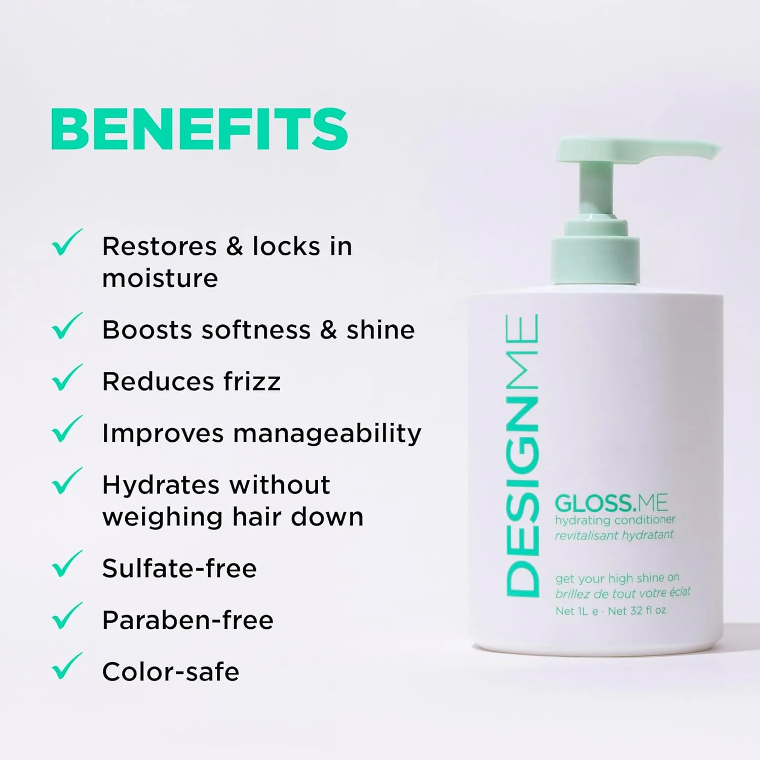 GLOSS.ME Hydrating Conditioner by DESIGNME | Hemp & Argan Oil Conditioner for Damaged Hair | Conditioner for Colored Hair Adds Softness & Shine | Straight/Curly Hair Conditioner for Dry Hair