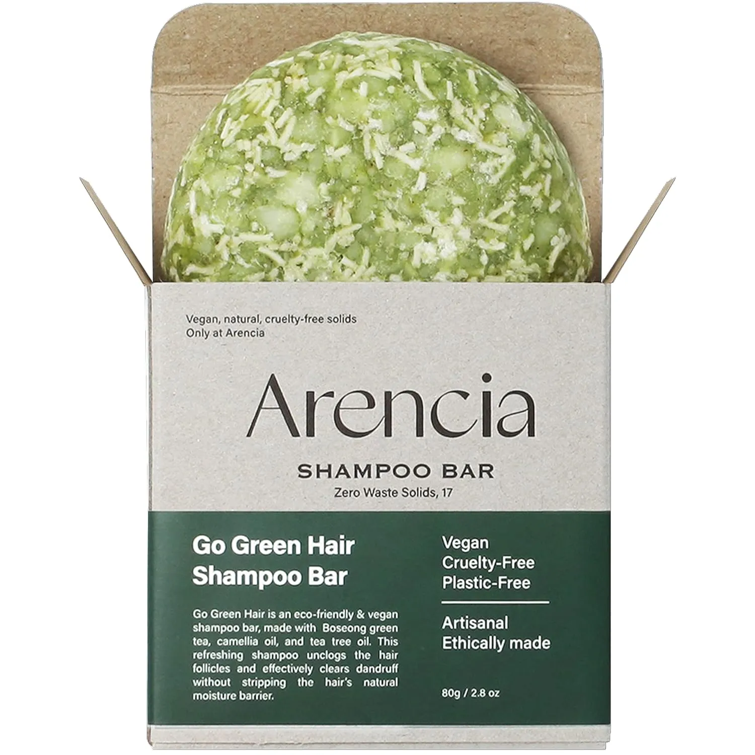 Go Green Tea Tree Shampoo Bar for Dandruff, Itchy Scalp, Normal to Oily hair – Refreshing Anti-dandruff, Vegan, pH balanced, Sulfate free, Eco friendly