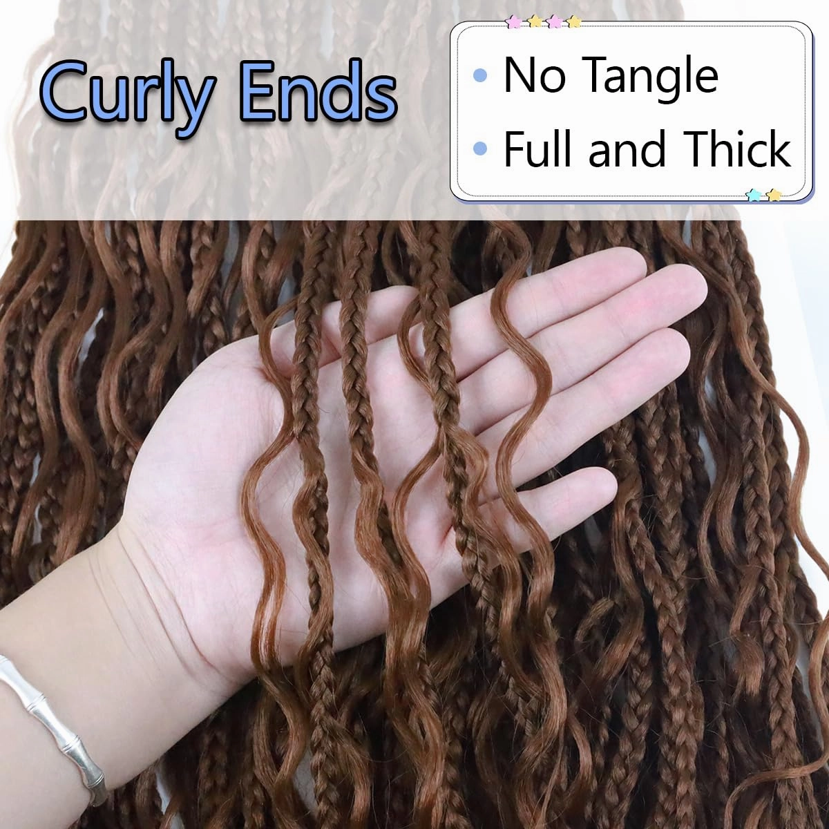 Goddess Box Braids Crochet Hair 24 Inch Pre-Looped Bohomian Crochet Braids 8 Packs Boho Box Braid Synthetic Braiding Hair Extensions (24inch, 30#)