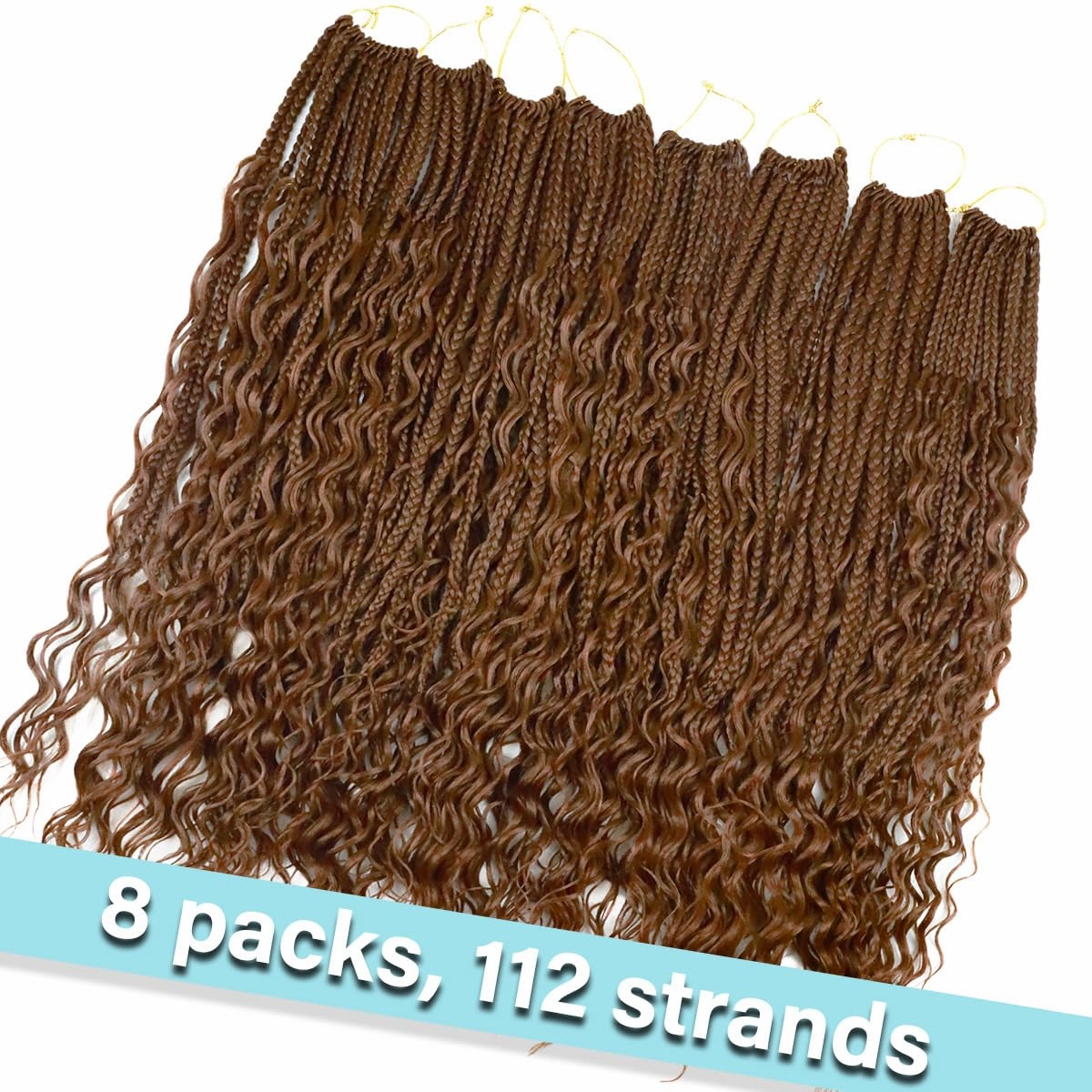 Goddess Box Braids Crochet Hair 24 Inch Pre-Looped Bohomian Crochet Braids 8 Packs Boho Box Braid Synthetic Braiding Hair Extensions (24inch, 30#)