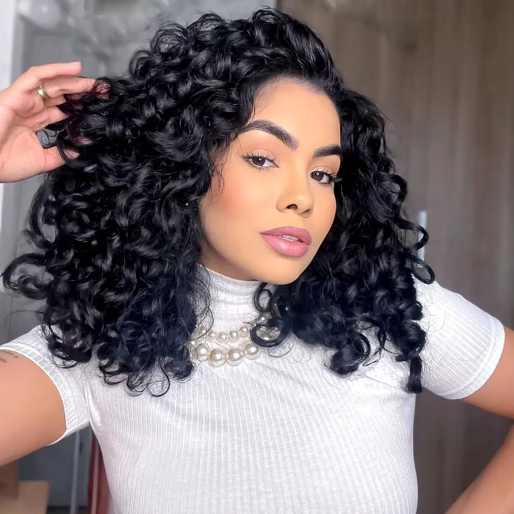 GoGo Curl Crochet Hair 7 Packs Water Wave Crochet Hair for Women 8 Inch Short Curly Crochet Braids Hair Deep Wave Braiding Hair for Boho Braids (8 Inch, 1B)
