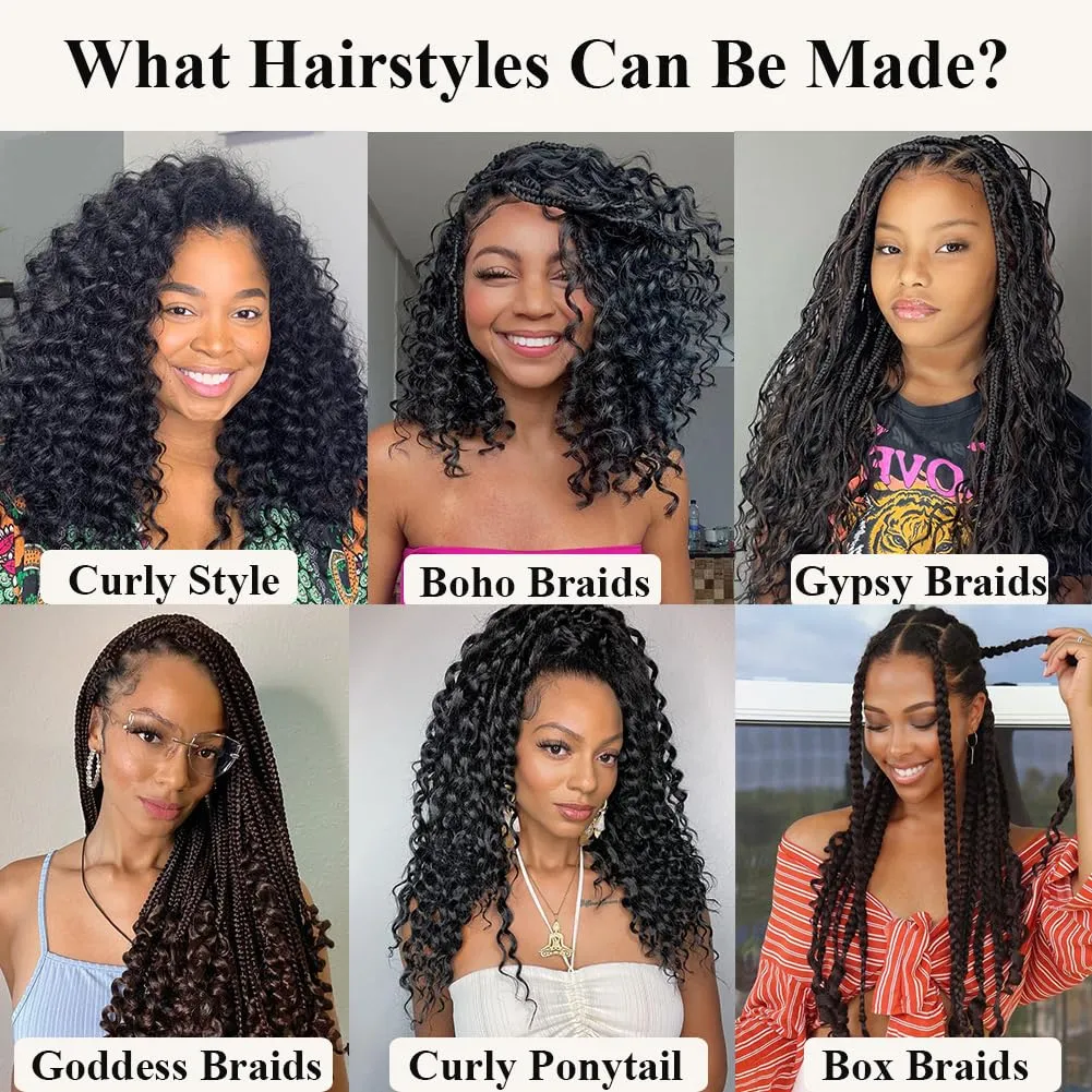 GoGo Curl Crochet Hair 7 Packs Water Wave Crochet Hair for Women 8 Inch Short Curly Crochet Braids Hair Grey Deep Wave Braiding Hair for Boho Braids (8 Inch, 1B/Grey)