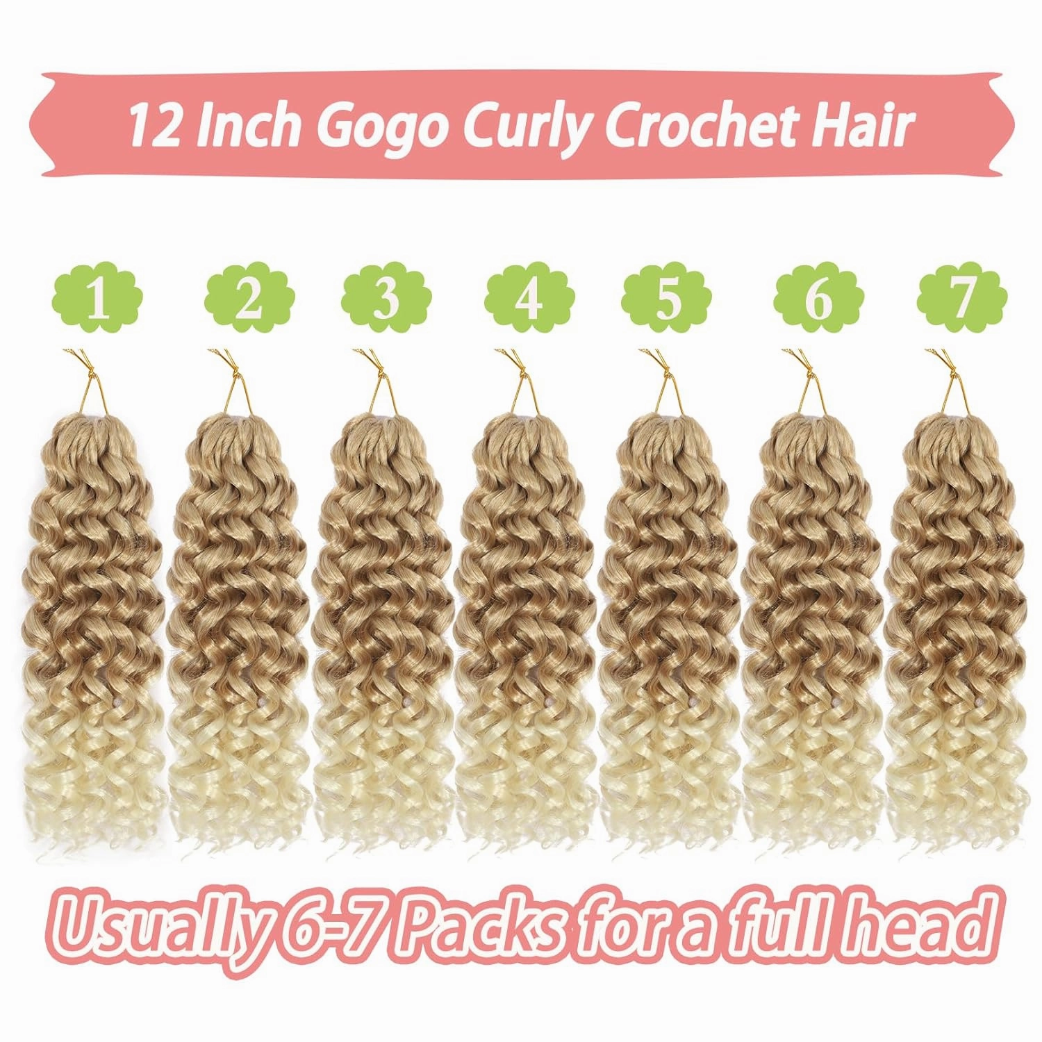 Gogo Curl Crochet Hair 12 Inch 7 Packs Short Curly Crochet Hair for Black Women Ocean Wave Water Wave Deep Braiding Hair for Women, Natural Looking Styles (12INCH, 27/613)
