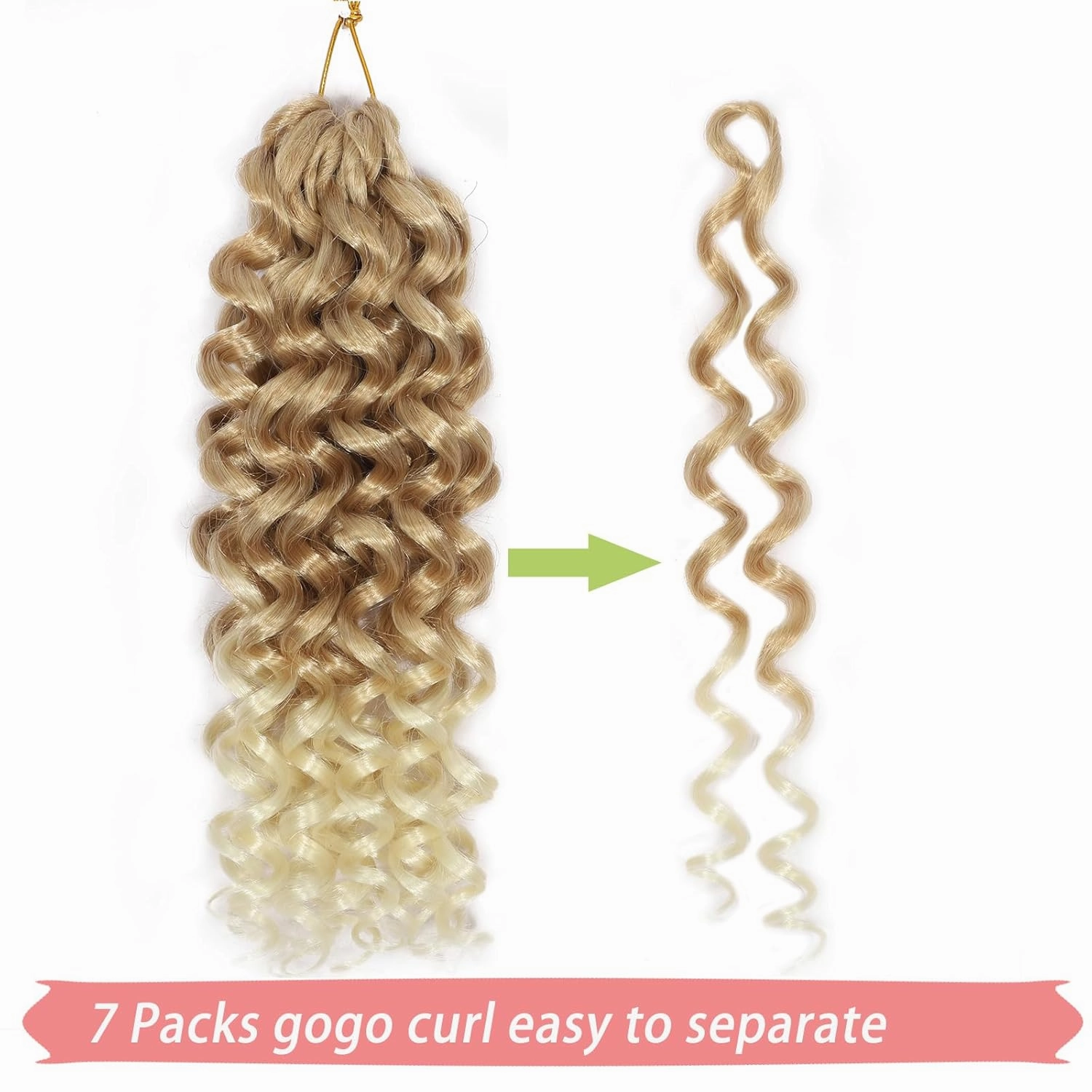 Gogo Curl Crochet Hair 12 Inch 7 Packs Short Curly Crochet Hair for Black Women Ocean Wave Water Wave Deep Braiding Hair for Women, Natural Looking Styles (12INCH, 27/613)