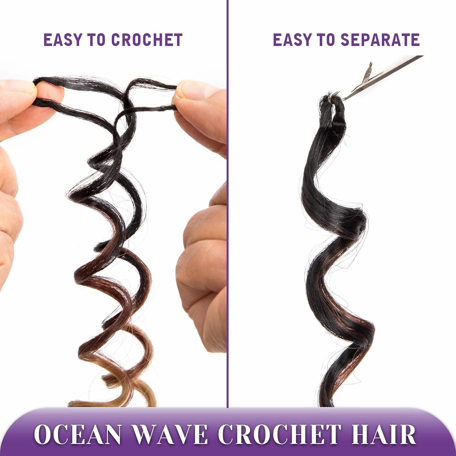 GoGo Curl Crochet Hair Ombre Brown Curly Braids for Women 8 Inch 7 Packs Short Beach Ocean Deep Twist Synthetic Extensions T30#