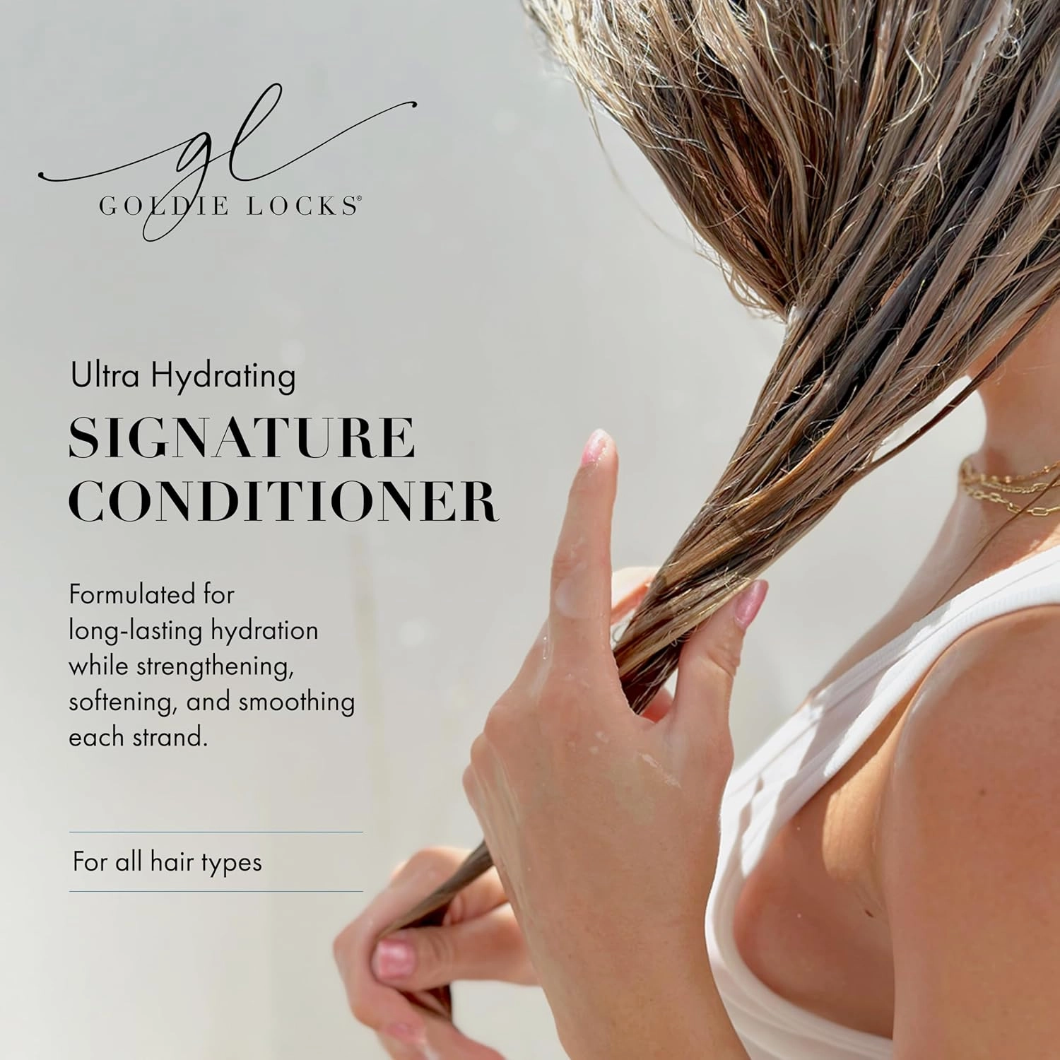 Goldie Locks Ultra Hydrating Signature Conditioner, Safe for Hair Extensions & Color Treated Hair, Moisturizing, Mends Split Ends, Protects from Dryness, Reduces Frizz, Adds Shine, 33.8 Fl Oz Bottle