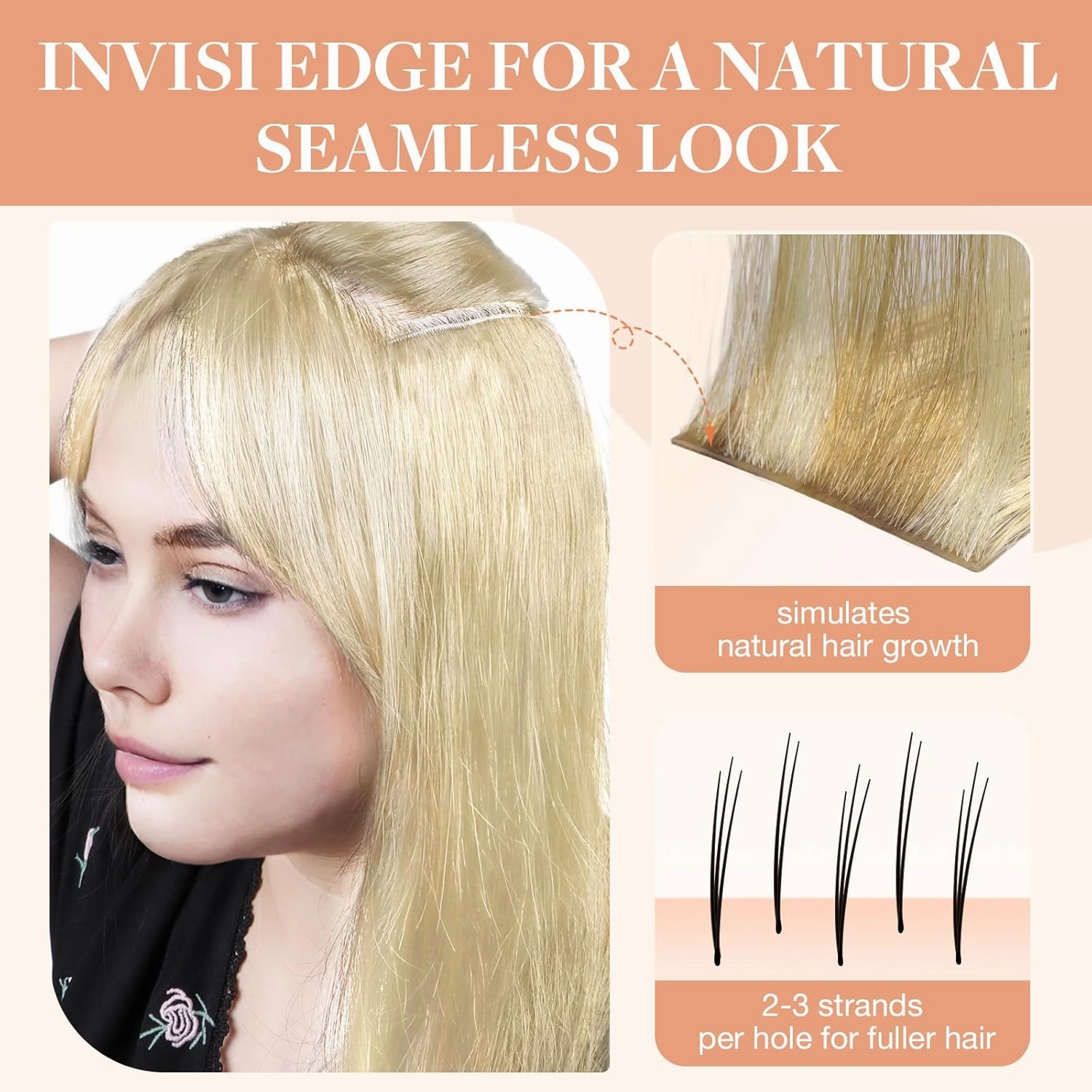 GOO GOO Invisi Edge Clip in Hair Extensions 20inch 150g 7Pcs Injected Seamless PU Clip in Hair Extensions, Virgin Real Human Hair, 16/22 Light Blonde Highlighted Golden Blonde