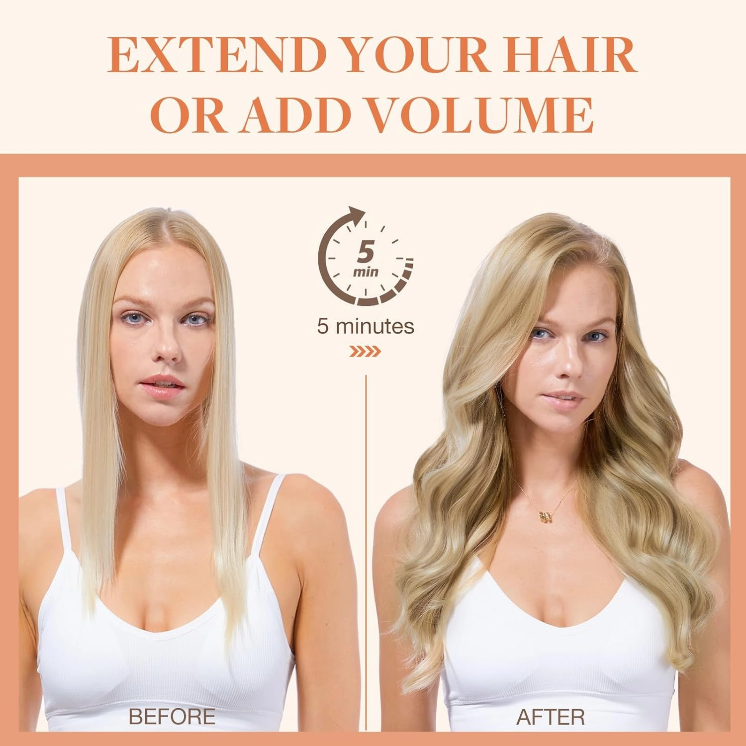 GOO GOO Invisi Edge Clip in Hair Extensions 20inch 150g 7Pcs Injected Seamless PU Clip in Hair Extensions, Virgin Real Human Hair, 17/22/60 Balayage Ash Blonde