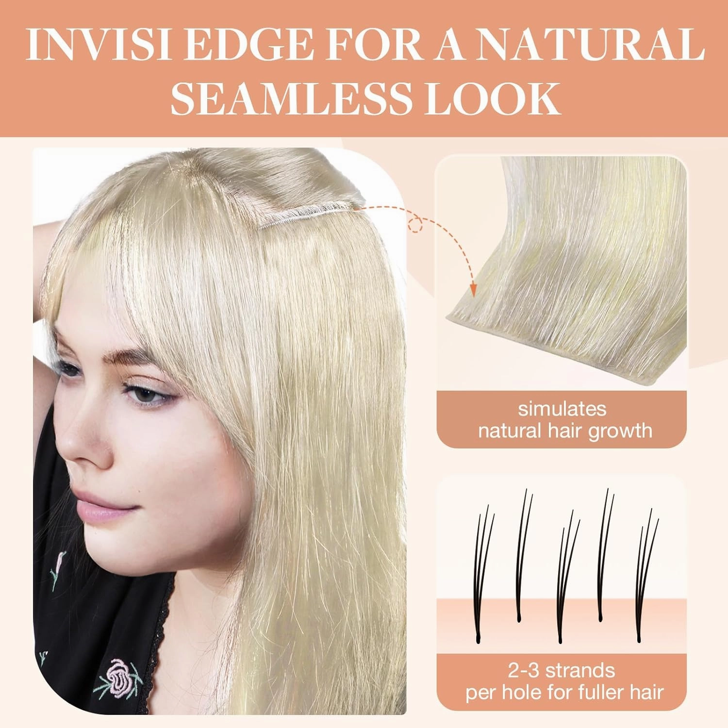 GOO GOO Invisi Edge Clip in Hair Extensions 20inch 150g 7Pcs Injected Seamless PU Clip in Hair Extensions, Virgin Real Human Hair, 17/22/60 Balayage Ash Blonde