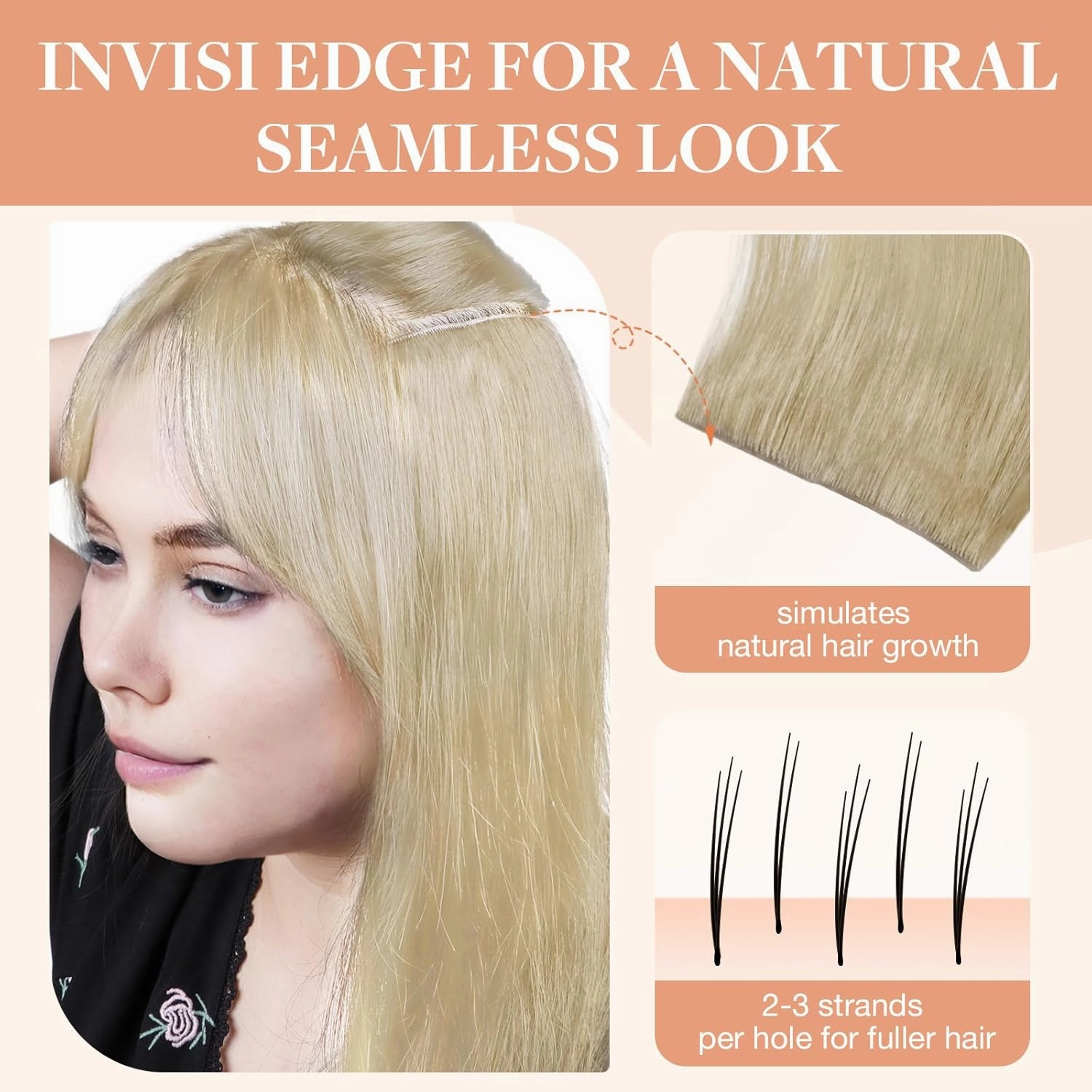 GOO GOO Invisi Edge Clip in Hair Extensions, 20inch 150g 7Pcs, Injected Seamless PU Clip in Hair Extensions, Virgin Real Human Hair, #18ET90A Natural Blonde Balayage