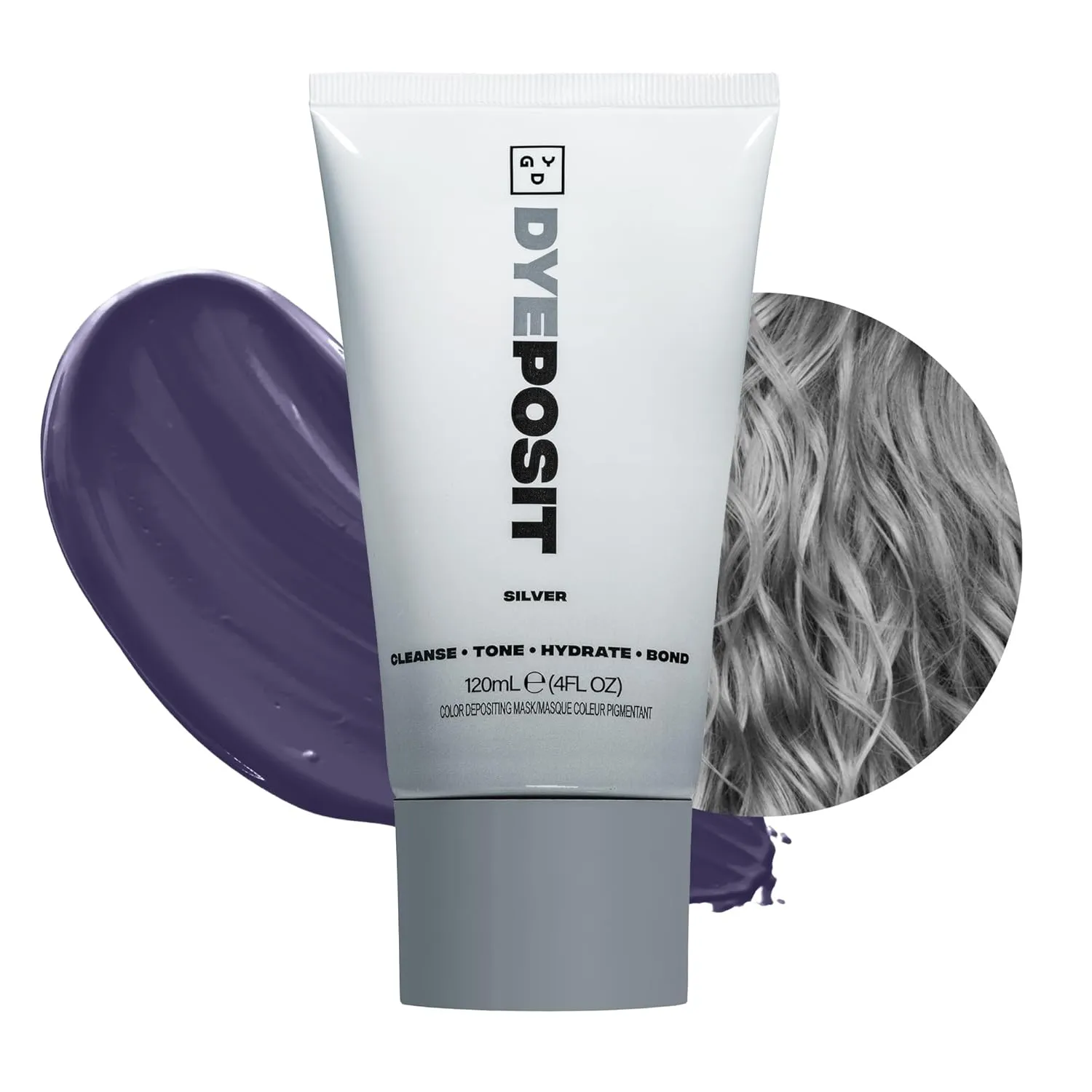 Good Dye Young Color Depositing Mask, DYEposit Color Depositing Conditioner, Toning Treatment, Tone & Enhance Color-Treated Hair - Semi Permanent Hair Dye, Vegan and Cruelty-Free (Silver) 4 fl oz