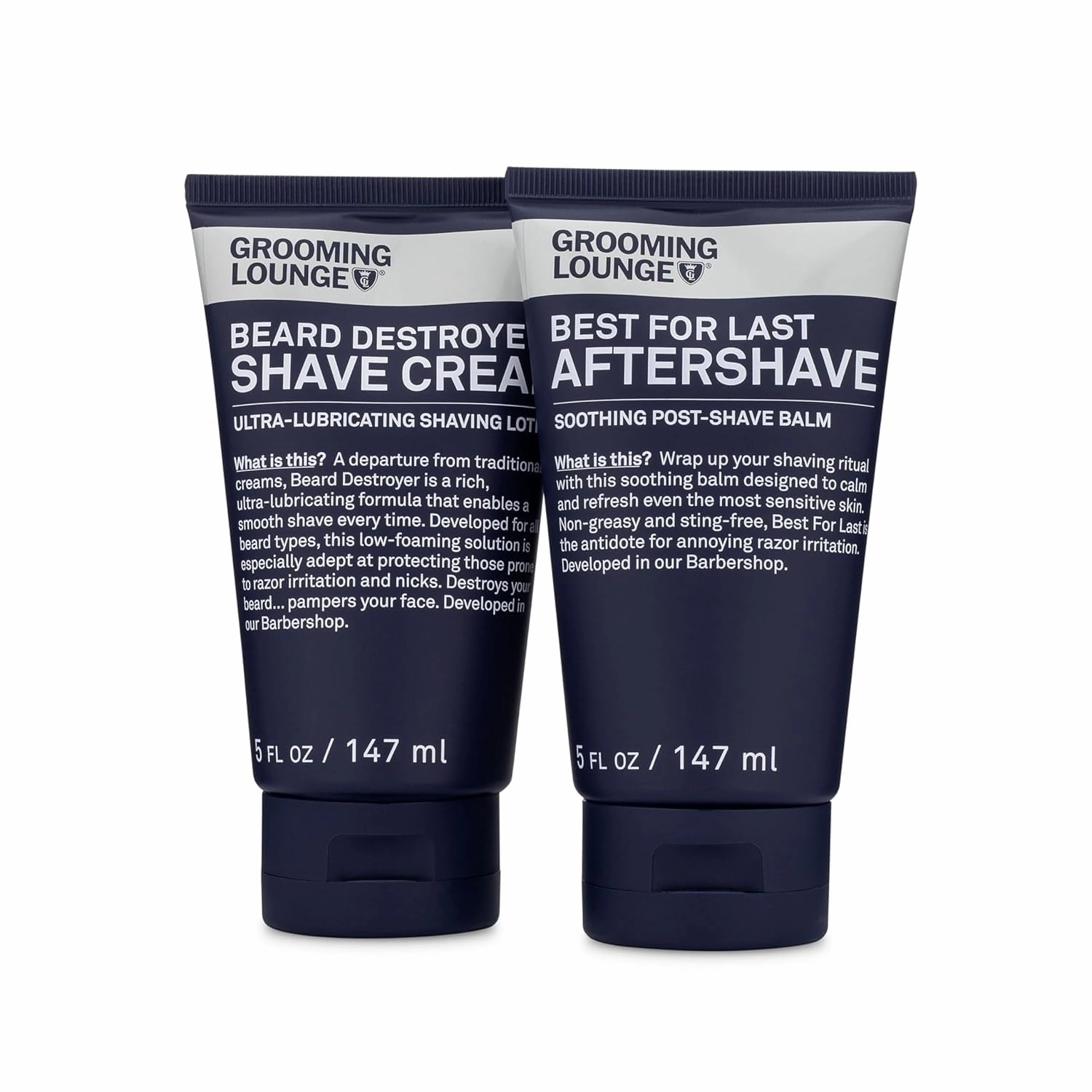 Grooming Lounge Beard Destroyer Shave Cream for Men - Bump, Irritation & Razor Burn Free Shaving Cream Sensitive Skin, Men Beard Care - Low Shaving Foam Lather Formula - 5 Oz (5 Ounce (Pack of 2))