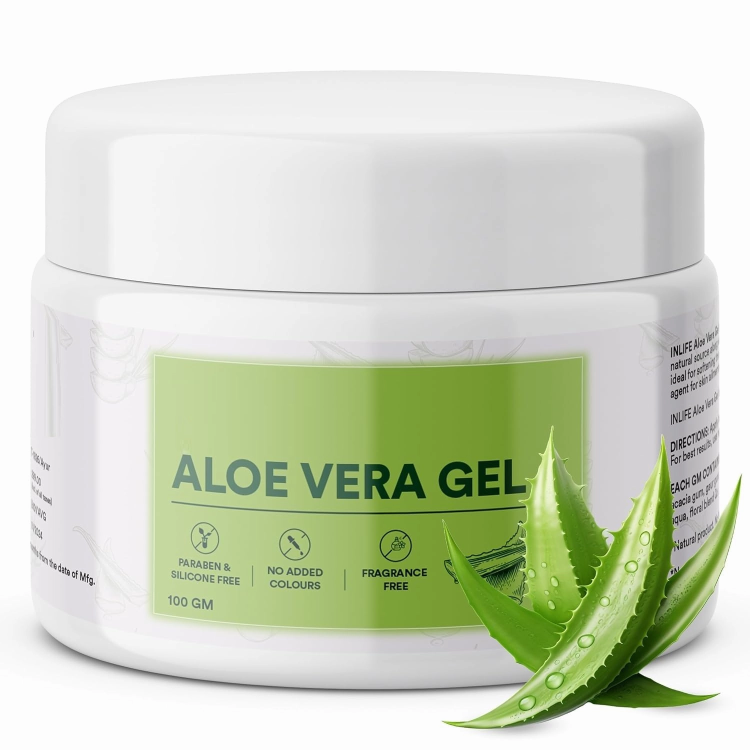 GT Aloe Vera Gel for Face & Hair | Pure & Natural | Paraben Free | Silicone Free | No Added Colors | Women and Men - 100g