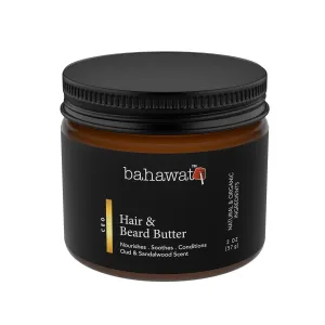Hair & Beard Butter for Men Leave-in Conditioner - Oud & Sandalwood - Strengthen, Soften & Moisturize – Organic, Natural Ingredients | The Best Beard Butter - 2 oz