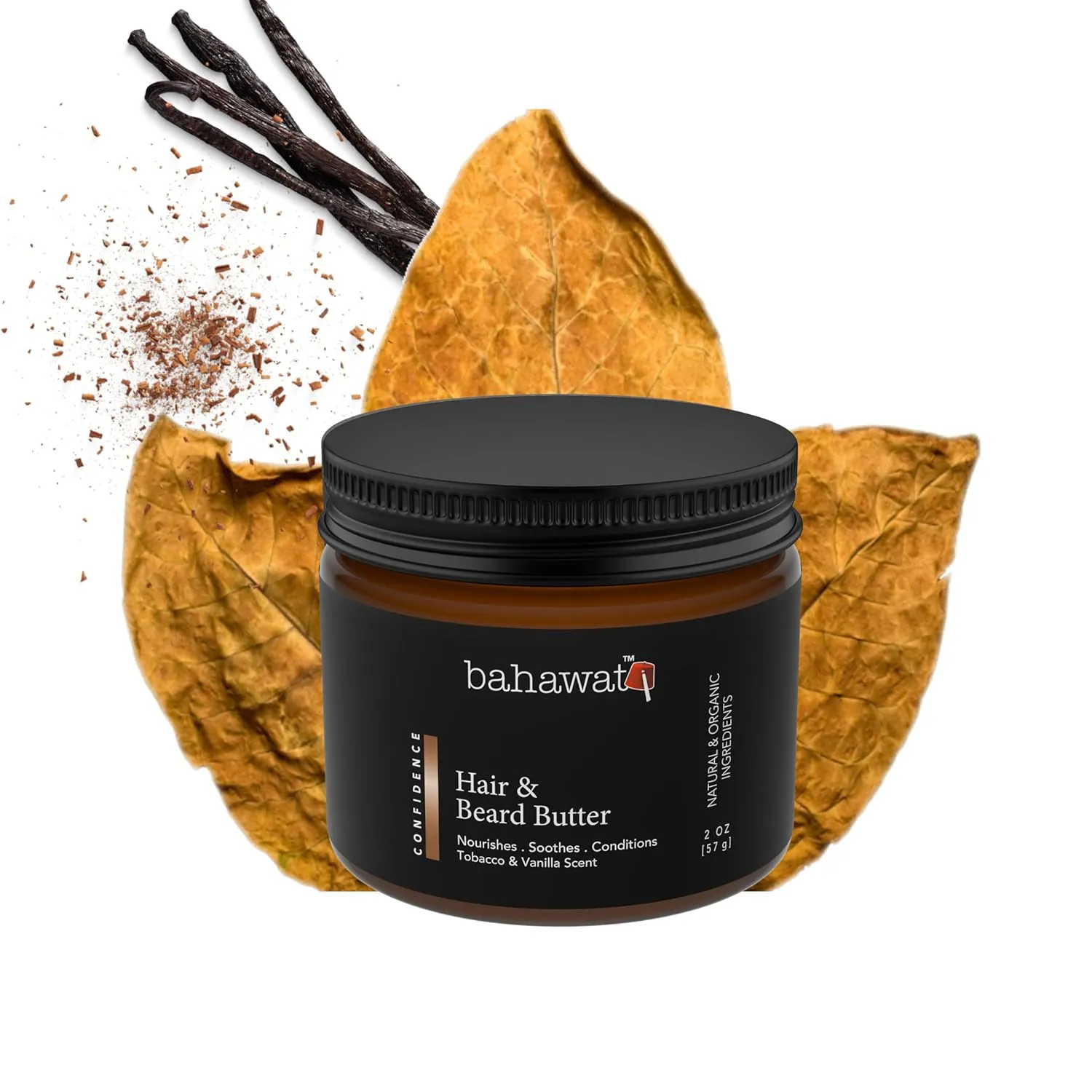 Hair & Beard Butter for Men Leave-in Conditioner - Tobacco & Vanilla - Strengthen & Soften While Relieving Itch – Made in USA -Organic Natural Ingredients | The Best Beard Butter - 2 oz.