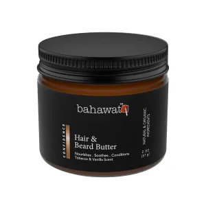Hair & Beard Butter for Men Leave-in Conditioner - Tobacco & Vanilla - Strengthen & Soften While Relieving Itch – Made in USA -Organic Natural Ingredients | The Best Beard Butter - 2 oz.
