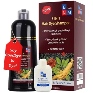 Hair Dye Shampoo for Gray Hair – 3-in-1 Natural Color, Shampoo & Conditioner – Ammonia-Free, Long-Lasting – 500ml – Quick & Easy Coverage for Men & Women (Dark Brown)