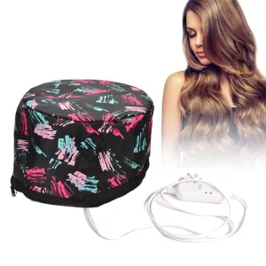 Hair Thermal Steamer Treatment SPA Cap Nourishing Care Hat with Adjustable Temperature Control,Moisturize and Nourish, Hair Care for Home Use(Black)