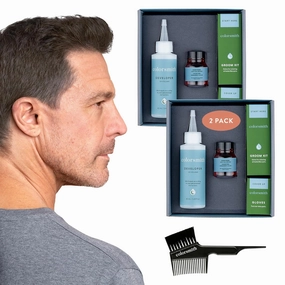 Hair & Beard Color for Full Gray Coverage 2 pack - Light Ash Brown - Ammonia-Free Complete Men’s At-home Beard & Hair Dye Kit, Professional-grade Permanent Hair Color (6.1)
