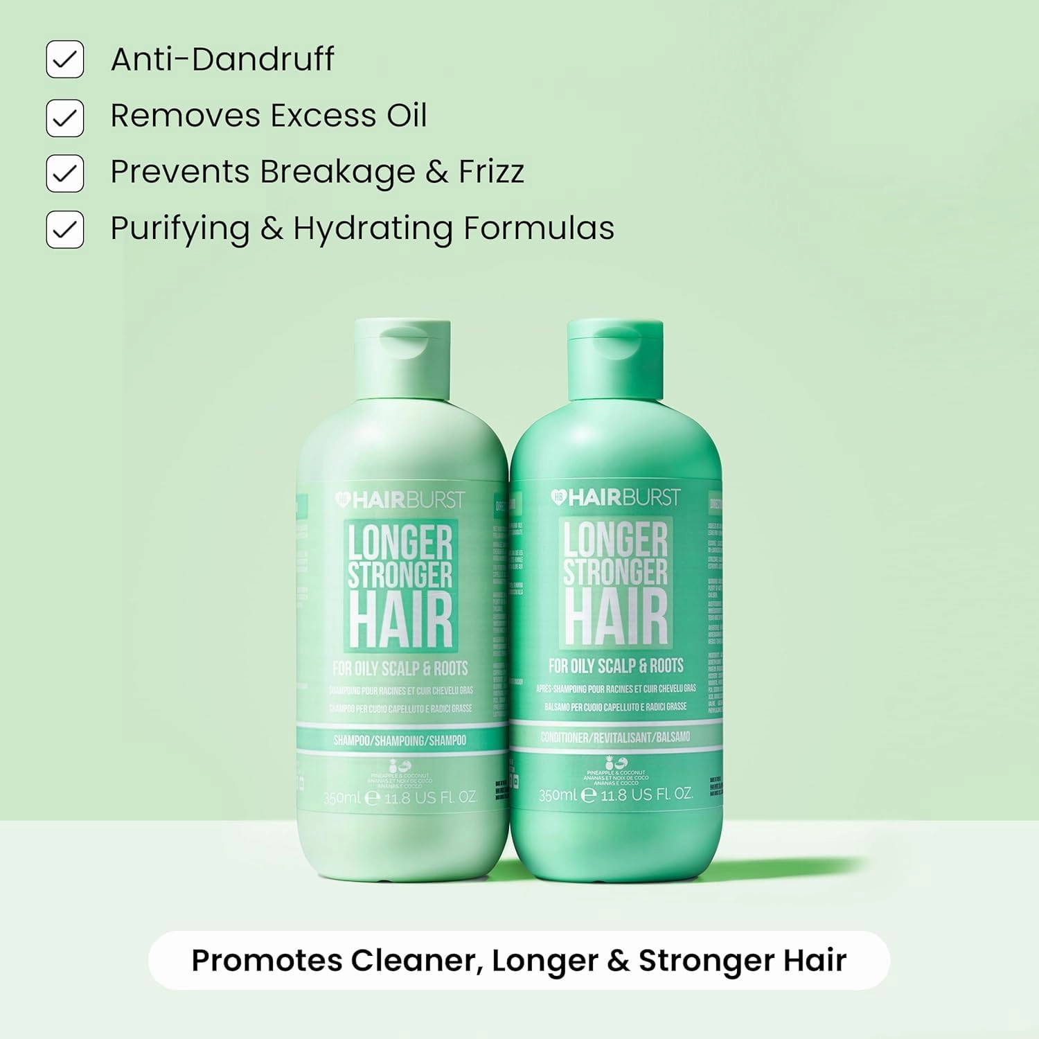 HAIR BURST Shampoo & Conditioner Set for Oily Hair — Deep Cleansing, Purifying & Hydrating with Tropical Aroma - Promotes Growth, Reduces Hair Loss-Free of SLS, Silicones & Parabens - Made in UK