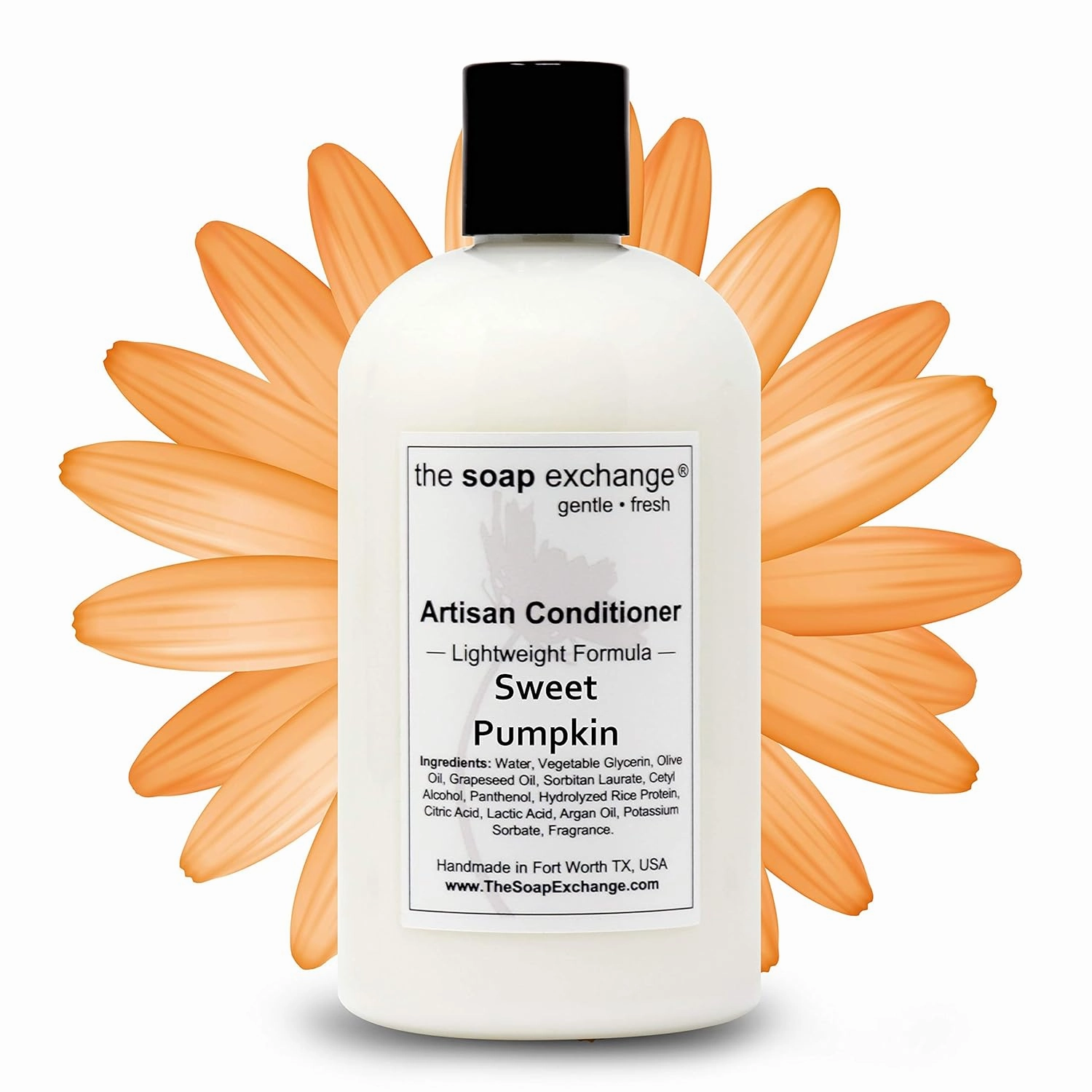 Hair Conditioner - Sweet Pumpkin Scent - Hand Crafted 12 fl oz / 354 ml Natural Artisan Hair Care, Sulfate & Paraben Free, Nourish, Moisturize, & Protect. Made in the USA.
