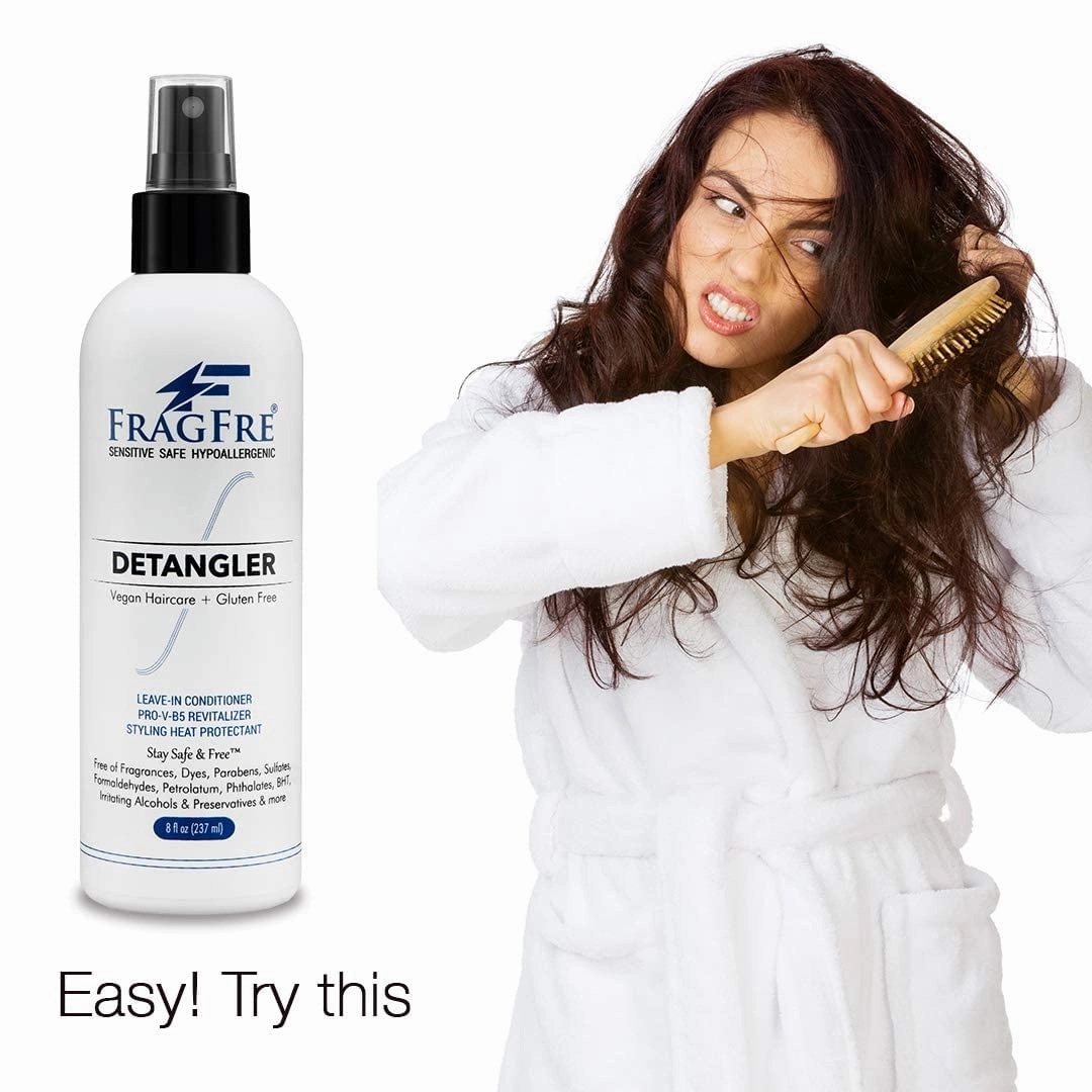 Hair Detangler Spray, 8 oz - Leave in Conditioner for Sensitive Skin and Scalp - Styling Heat Protectant Spray - Gluten Free Vegan Cruelty Free