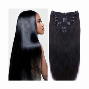 Hair Extensions 10-26 Inch Long Straight Clip in Hair Extensions Human Hair Seamless Clip in Extensions 8Pcs Full Head Brazilian Remy Hair Extensions with 18 Clips Hair Pieces(14 Inch)