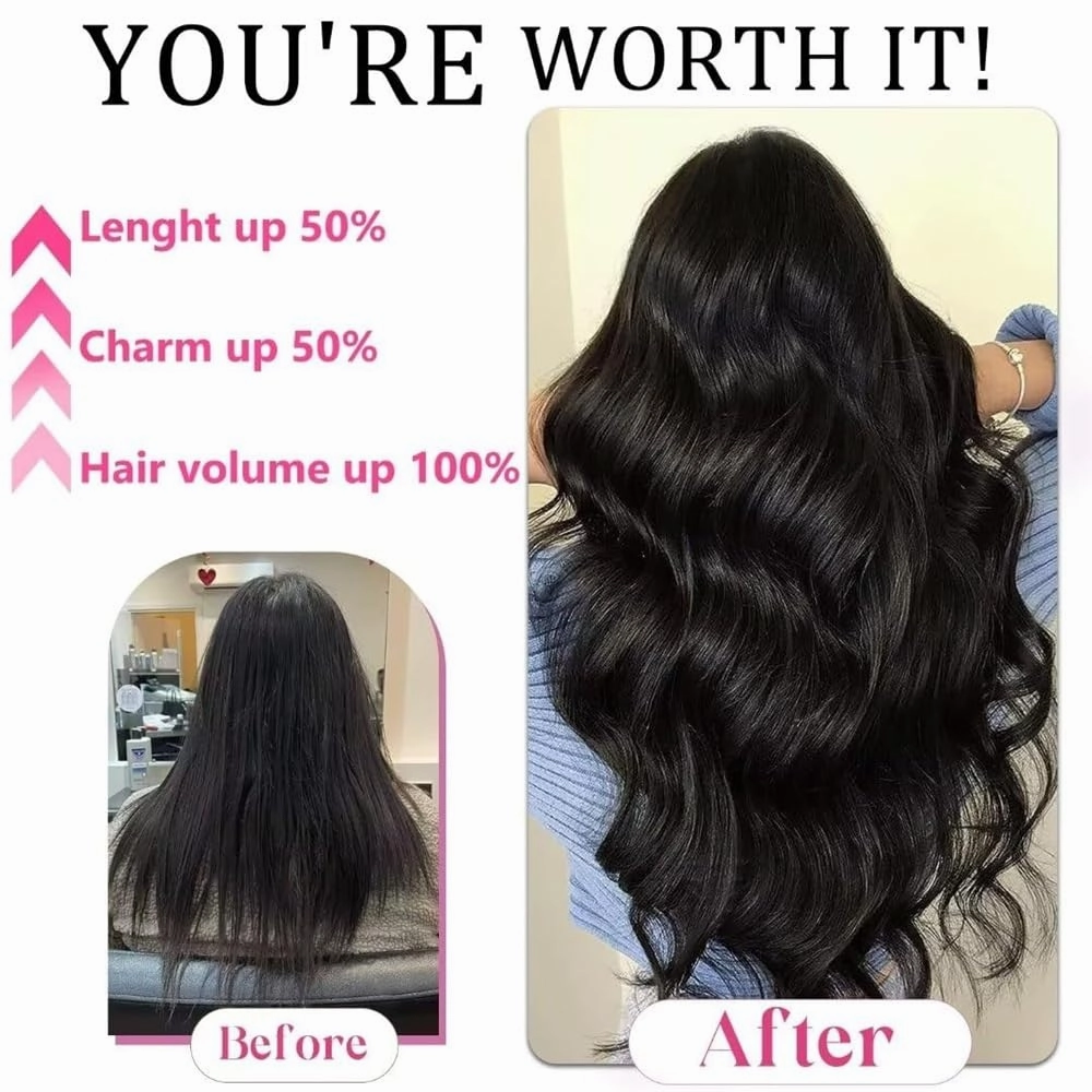 Hair Extensions 10-26 Inch Long Straight Clip in Hair Extensions Human Hair Seamless Clip in Extensions 8Pcs Full Head Brazilian Remy Hair Extensions with 18 Clips Hair Pieces(14 Inch)