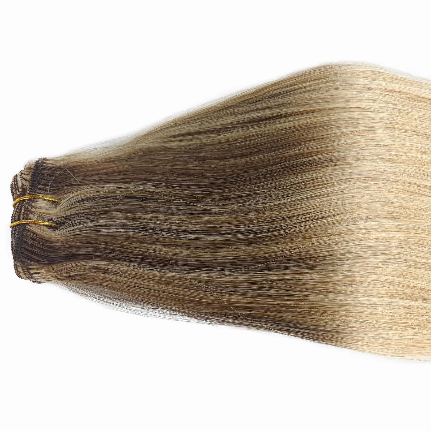 Hair Extensions Real Human Hair Clip ins, 18 Inch Hair Extension Clips Golden Brown with Dirty Blonde Fading to Dirty Blonde Highlights 70g 5pcs Remy Human Hair Clip in Extensions for Women