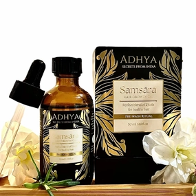 Hair Growth Oil for Damaged, Thinning and Frizzy Hair | Scalp & Hair Strengthening Treatment for All Types | 100% Vegan, Natural and Plant-Based by Adhya