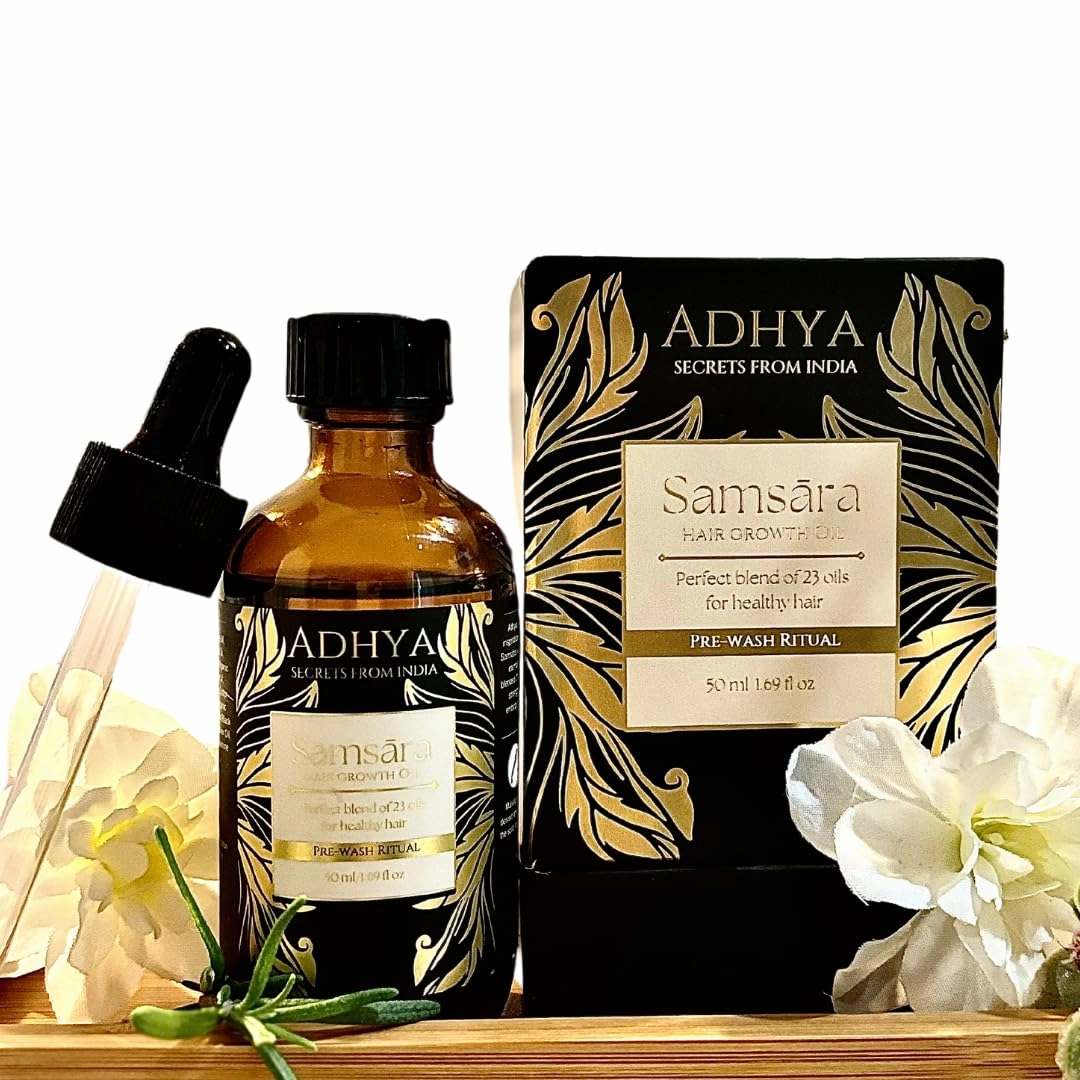 Hair Growth Oil for Damaged, Thinning and Frizzy Hair | Scalp & Hair Strengthening Treatment for All Types | 100% Vegan, Natural and Plant-Based by Adhya