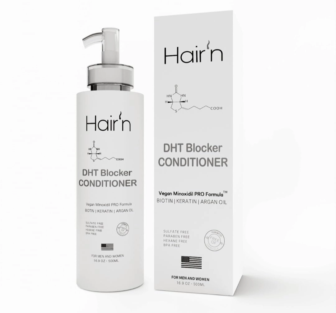 HAIR’n DHT Blocker Conditioner, Vegan Formula for Thinning Hair, Biotin, Argan Oil, Keratin & 30 Exotic Botanicals, Moisturizes, Strengthens & Hair Growth, Sulfate-Free, Paraben-Free, for Men & Women