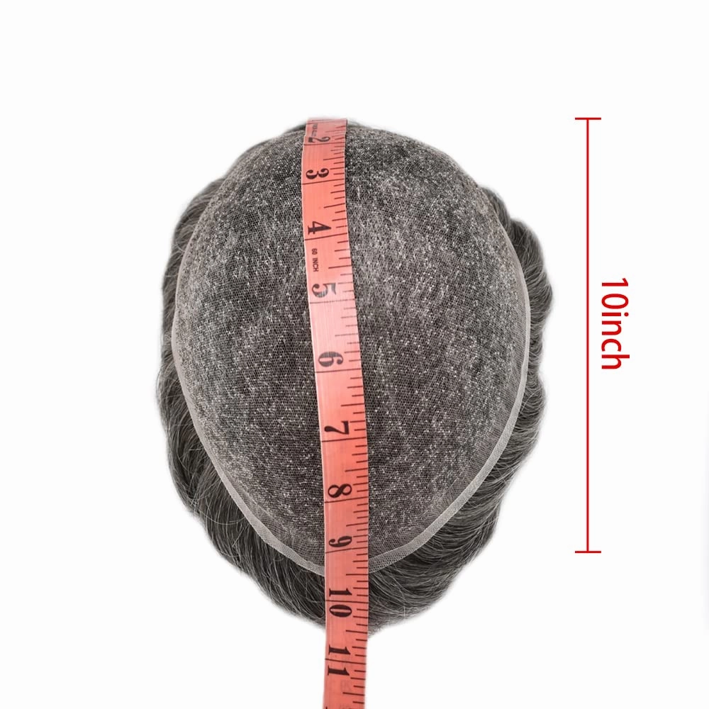 Hair Piece For Men Full French Lace Mens Toupee Human Hair Replacement Systems Bleached Knots Men Toupee Hair Pieces For Men 8x10-100% Light medium density#1720#17 DARK ASH BLONDE 20% GREY
