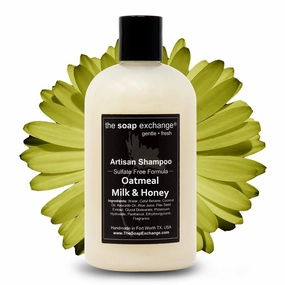 Hair Shampoo - Oatmeal, Milk & Honey Scent - Hand Crafted 12 fl oz / 354 ml Natural Artisan Hair Care, Gentle, Sulfate & Paraben Free, Cleanse, Moisturize, & Protect. Made in USA.