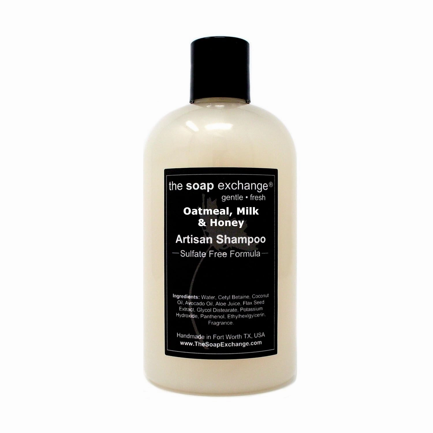 Hair Shampoo - Oatmeal, Milk & Honey Scent - Hand Crafted 12 fl oz / 354 ml Natural Artisan Hair Care, Gentle, Sulfate & Paraben Free, Cleanse, Moisturize, & Protect. Made in USA.