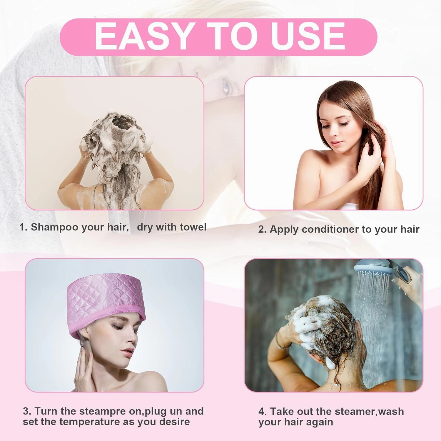 Hair Thermal Steamer Treatment SPA Cap Nourishing Care Hat with Adjustable Temperature Control, Moisturize and Nourish, Hair Care for Home Use