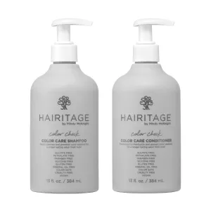 Hairitage Color Check Moisturizing Shampoo and Conditioner Set, UV Protection for Color Treated Hair, Prevent Color Washout, Fading, 13oz each (26oz total)