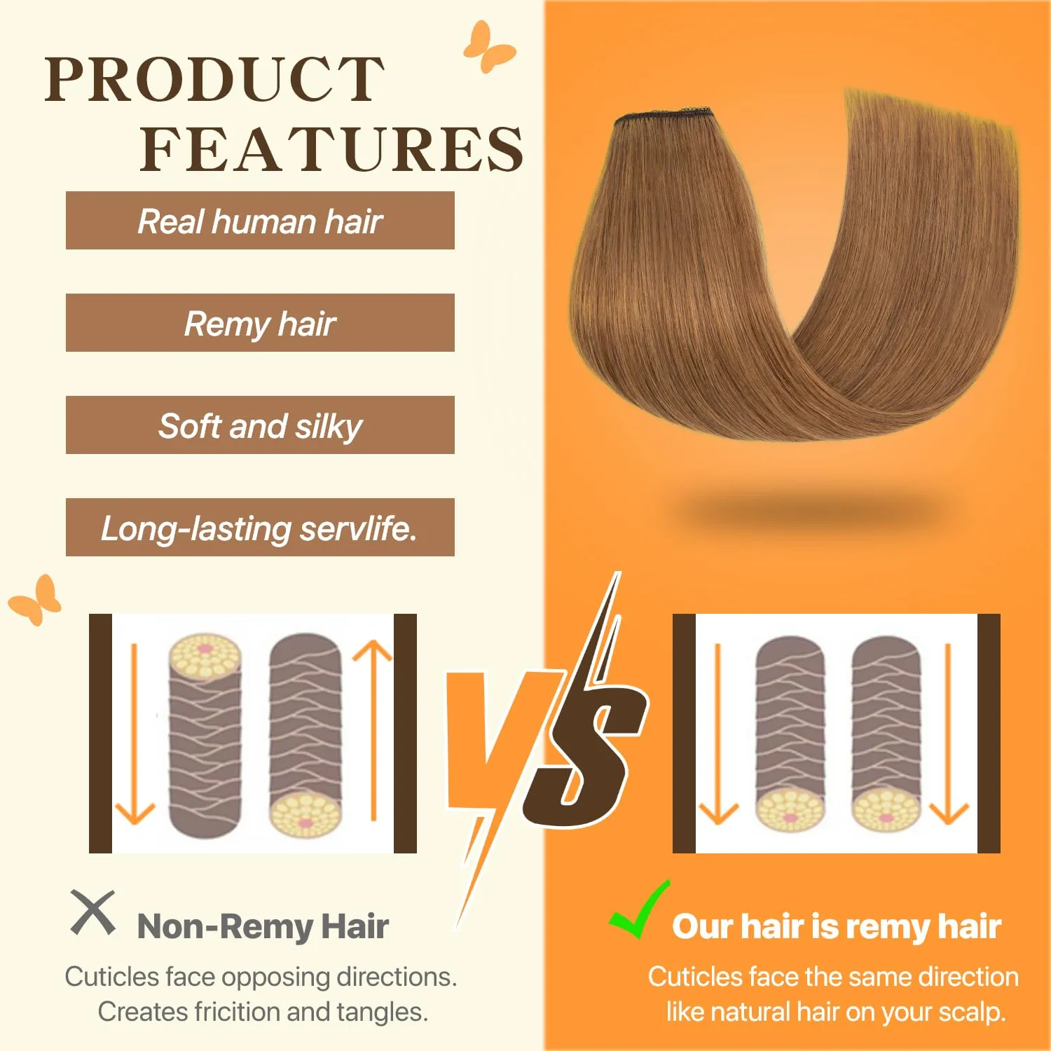 Halo Hair Extensions Straight, 100% Real Human Hair,No Tangle & Smooth,Invisible Wire Extensions for Women,60g,14 Inch,#06 Light Brown