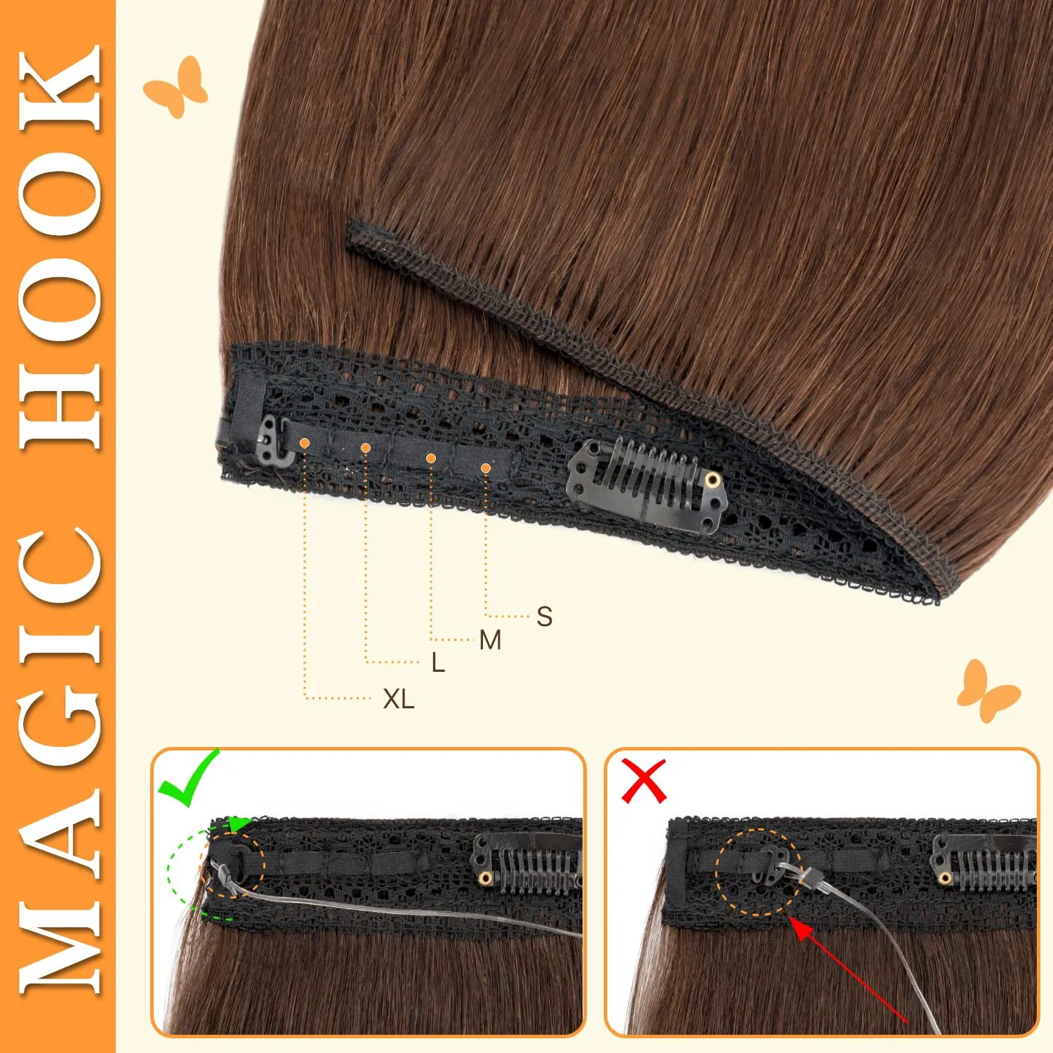 Halo Hair Extensions Straight, 100% Real Human Hair,No Tangle & Smooth,Invisible Wire Extensions for Women,65g,16 Inch, #04 Medium Brown